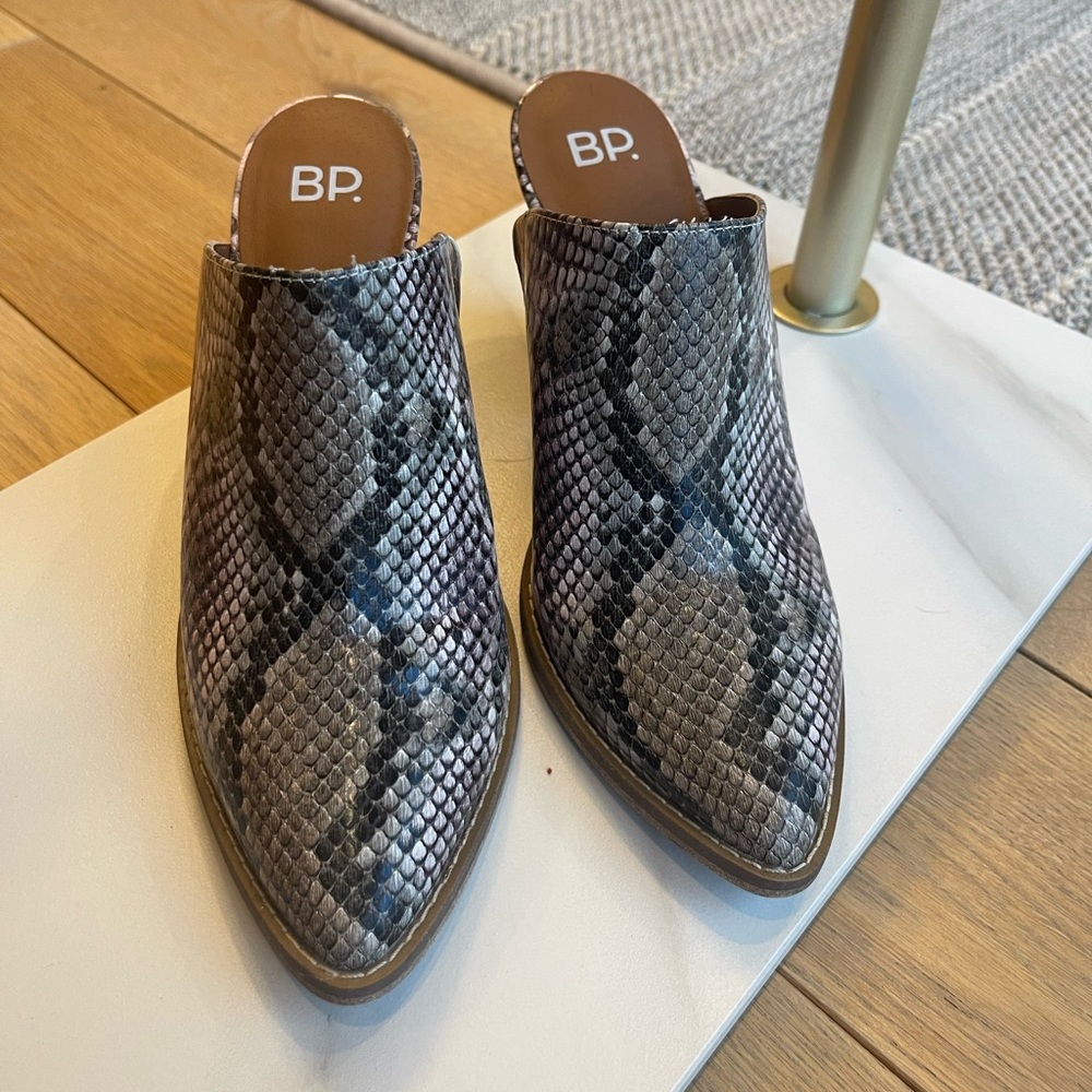 BP mules, slides, booties from Nordstrum. Blocked heel.